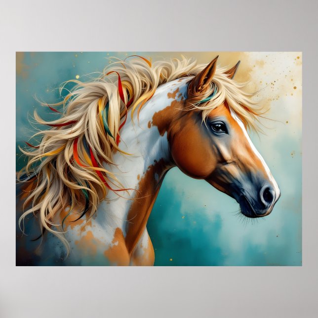 Palomino Paint Mustang Portrait Poster (Vorne)