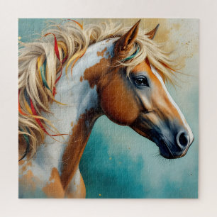 Palomino Paint Mustang Portrait Puzzle