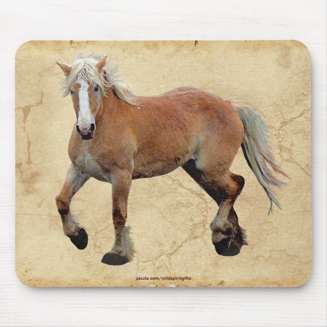 Palomino Percheron Pferderiebhaber Kunst, Dichtung Mousepad (Vorne)