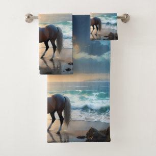 Palomino Pferd am Strand, Badhandtuch Set