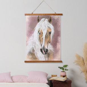Palomino-Pferd Hängeteppich Wandteppich Mit Holzrahmen