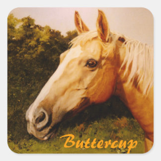Palomino Pferd mit Blaze Quadratischer Aufkleber