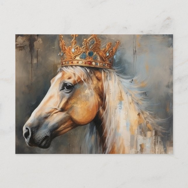 Palomino Pferd mit Krone Postkarte (Vorderseite)