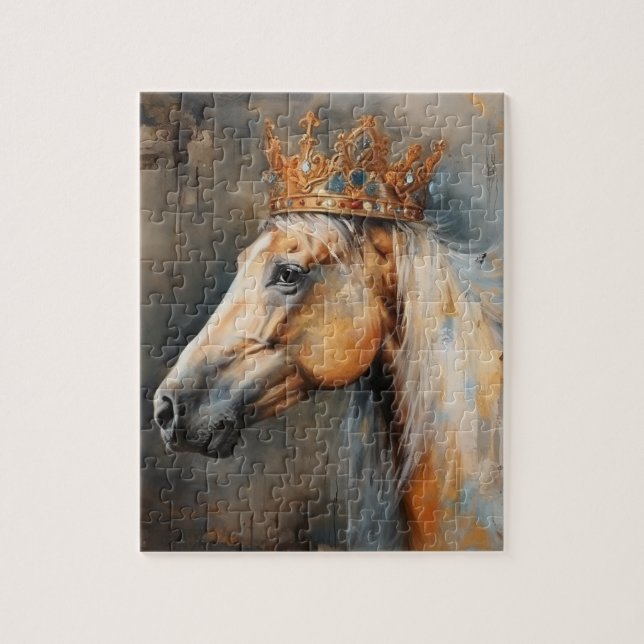 Palomino Pferd mit Krone Puzzle (Vertikal)