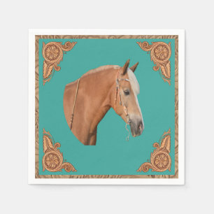 Palomino Pferd mit Leder Print Trim Party Serviette