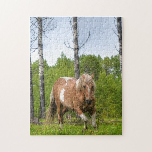 Palomino Pferd und Bäume Foto Puzzle (Vertikal)
