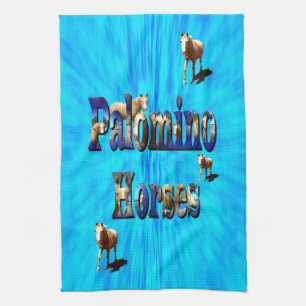 Palomino Pferde auf blau, Geschirrtuch
