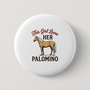 Palomino-Pferdeliebhaber Vintage-Stich T-Shirt_1 Button