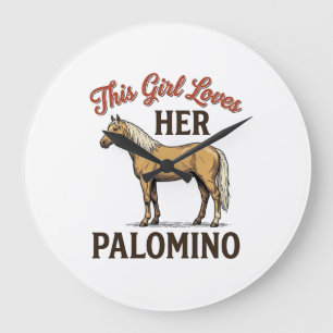Palomino-Pferdeliebhaber Vintage-Stich T-Shirt_1 Große Wanduhr