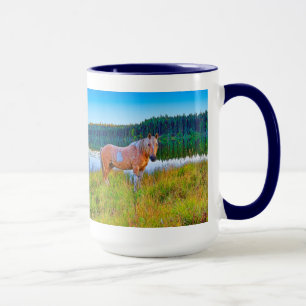 Palomino Pinto am See und Wald Szene Tasse