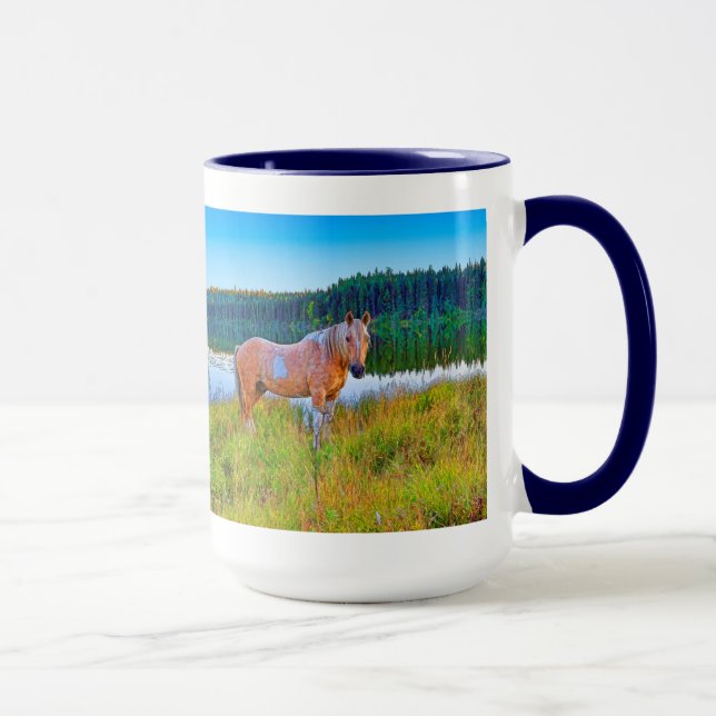Palomino Pinto am See und Wald Szene Tasse (Rechts)