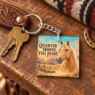 Palomino Quarter Horse Voller Herz Western-Sonnenu Schlüsselanhänger