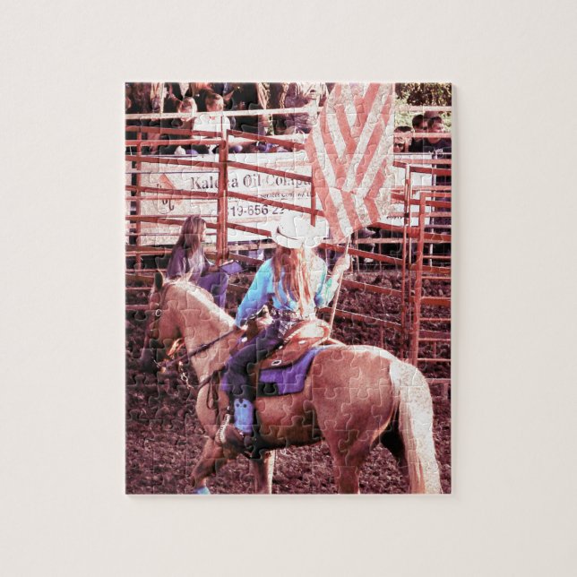 Palomino-Rodeo-Flagge-Pferd Puzzle (Vertikal)