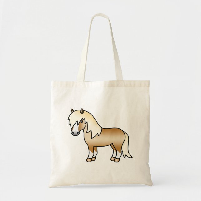 Palomino Shetland Pony Niedlicher Cartoon Illustra Tragetasche (Vorne)