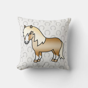 Palomino Shetlandpony Cartoon-Illustration Kissen