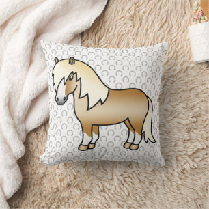 Palomino Shetlandpony Süße Cartoon-Illustration Kissen
