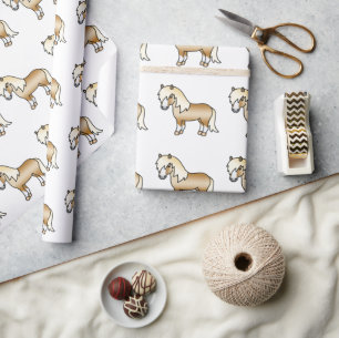 Palomino Shetlandpony Süßes Cartoon-Pony-Muster Geschenkpapier