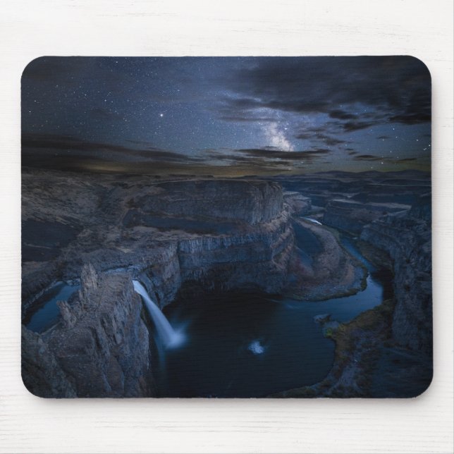 Palouse Falls Park & Milky Way | Washingtoner Staa Mousepad (Vorne)