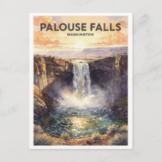 Palouse Falls Washington Vintage Reise Postkarte
