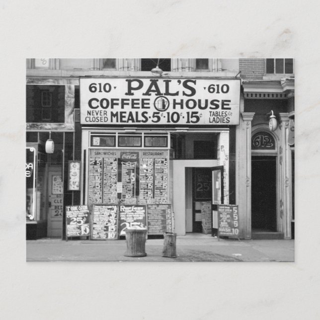 Pal's Coffee House, 1939 Postkarte (Vorderseite)