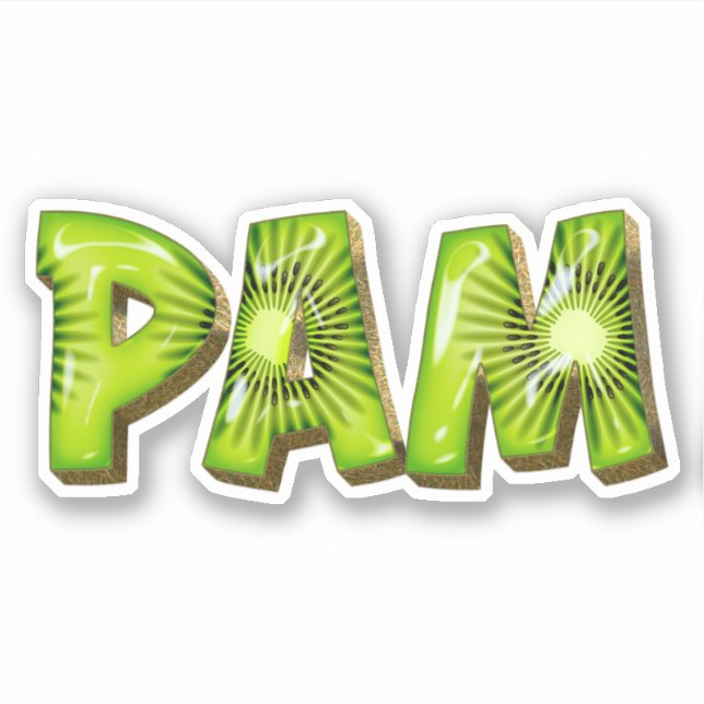 Pam Name Kiwi Design Aufkleber Sticker (Vorderseite)