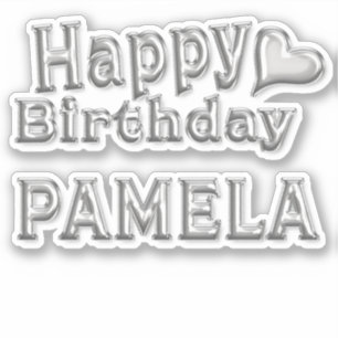 Pamela Happy Birthday silver Aufkleber Sticker
