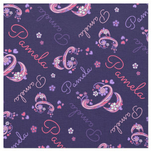 Pamela Letter P Monogram Herz Blume Stoff