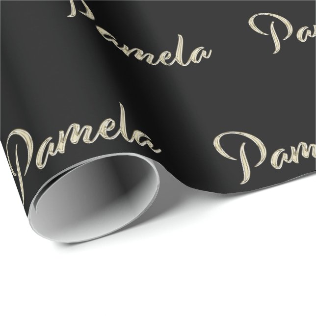 Pamela white gold Handwriting Geschenkpapier (Rolleneckpunkt)