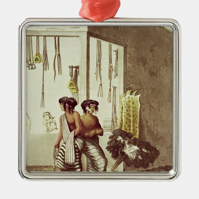 Pampa-amerikanischer Ureinwohner an einem Speicher Ornament Aus Metall (Vorne)