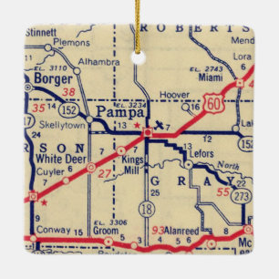 Pampa TX Vintage Karte Keramikornament