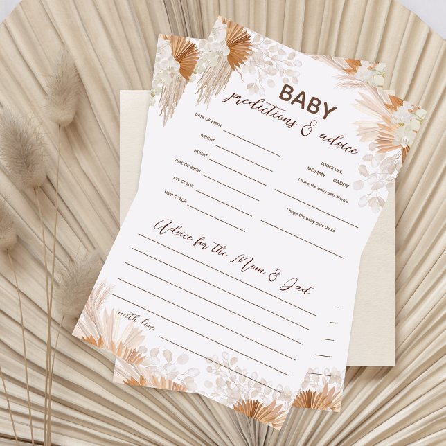 Pampas Baby Predictions & Advice Baby Shower Game Flyer (Von Creator hochgeladen)