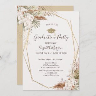 Pampas Blume, Grad Cap, Abschluss Einladung