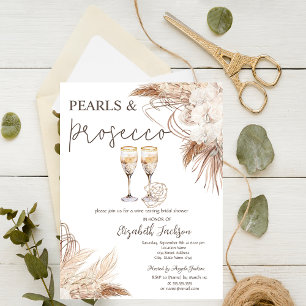 Pampas Blume Pearls Prosecco Brautparty Einladung