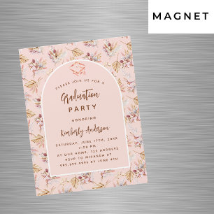 Pampas Blume Rose Gold Luxus-Abschlussfeier Magneteinladung