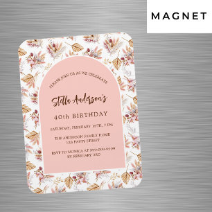 Pampas Blume Rose Gold Luxus Geburtstagseinladung Magnet