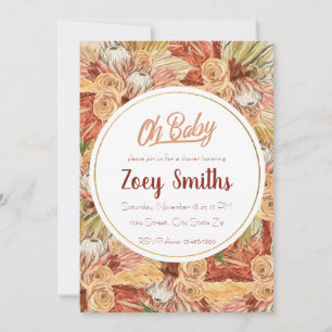 Pampas-Blumen Herbst-Baby-Party Einladung