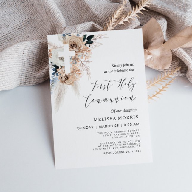 Pampas Blumenkreuz erste heilige Kommune Einladung (Von Creator hochgeladen)