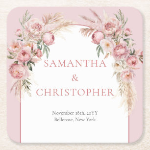 Pampas boho arch eucalyptus rechteckiger pappuntersetzer