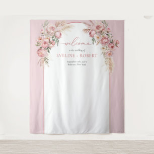 Pampas boho arch sage Hochzeit Wandteppich