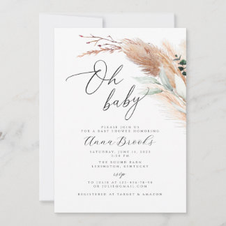 Pampas boho Oh Baby Dusche Einladung