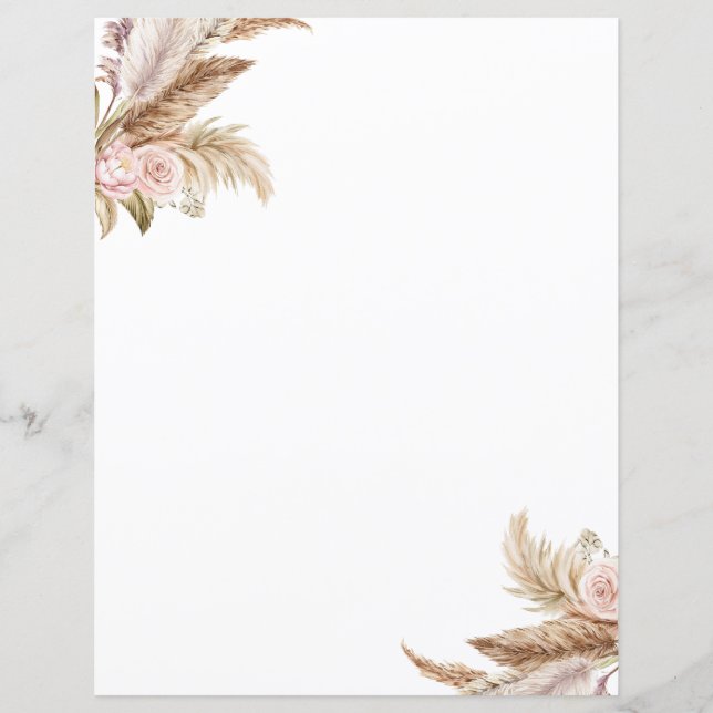 Pampas Boho Papier für Blumengestationery (Vorderseite)