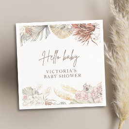 Pampas Boho Stylish Baby Shower Cocktail Serviette