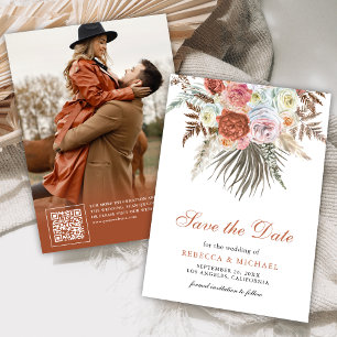 Pampas Earthy Floral Terracotta Wedding Foto Save The Date