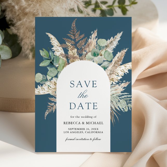 Pampas Eucalyptus Arch Dusty Blue Wedding Save The Date (Von Creator hochgeladen)