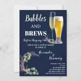 Pampas & Eukalyptus Bubble & Brews Paare Einladung