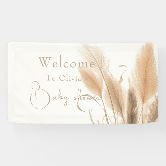 Pampas Gras Baby Dusche Banner (Horizontal)