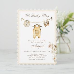 Pampas Gras Baby Jungen Wäscheleine Baby Shower Einladung