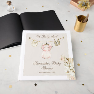 Pampas Gras Baby Mädchen Wäscheleine Baby Shower Gästebuch