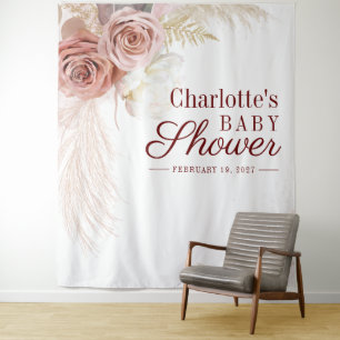 Pampas Gras Baby Shower Foto Booth Hintergrund Wandteppich