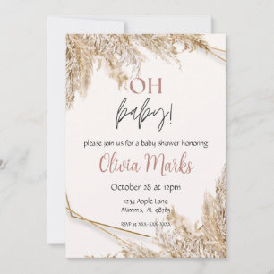 Pampas Gras Baby Shower Neutral Boho Rustikal Einladung